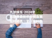 九游娱乐-2024中超联赛最新积分榜及赛程时间表一览（实时数据）